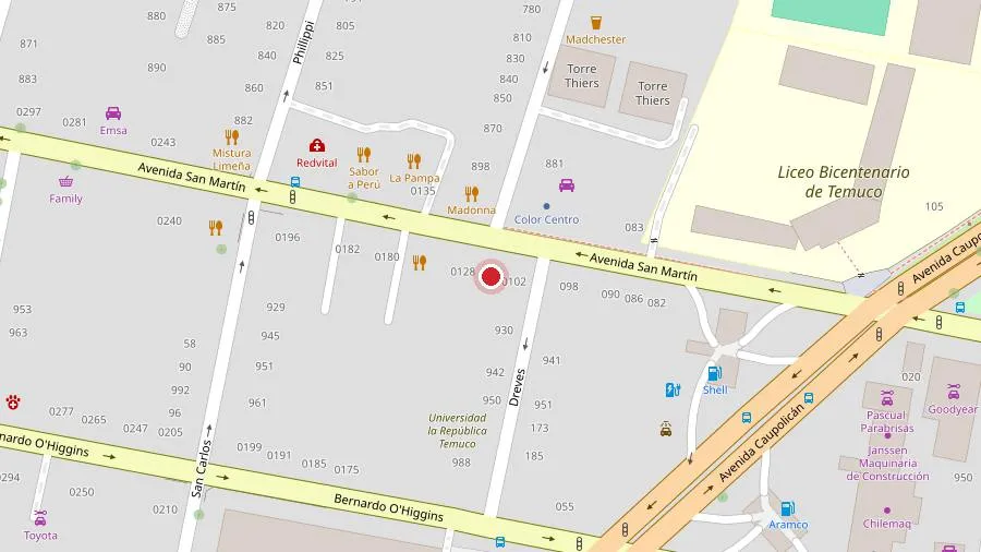 Mapa: San Martín 0118, Temuco