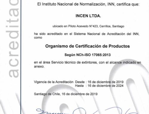 INCEN: Certificadora Acreditada ante INN en materia de servicios técnicos de extintores